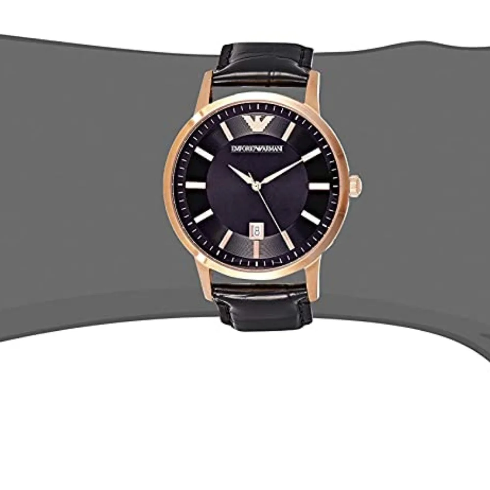 Emporio Armani Renato AR2425 43mm Large Black Dial Gold Tone Men's Watch - Picture 6 of 15